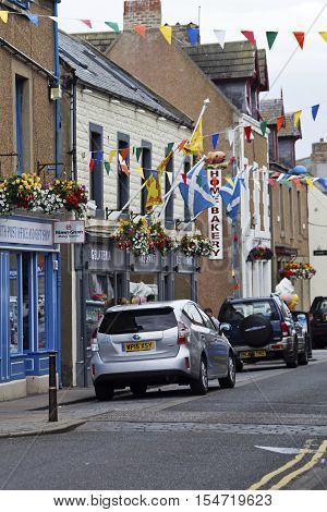 Streets and houses in Eyemouth Berwickshire in Scotland UK. 07.08.2016