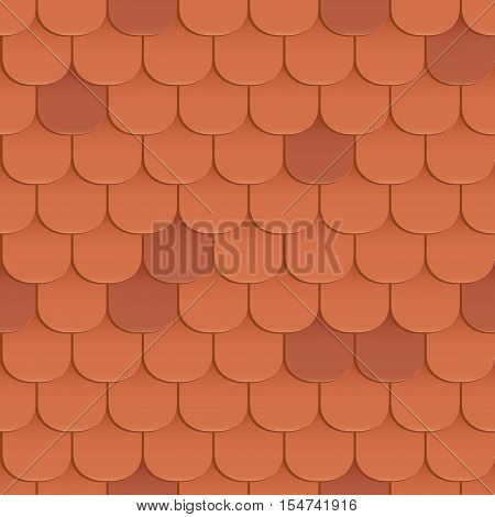 Shingles roof seamless pattern. Orange color. Classic style. Vector illustration