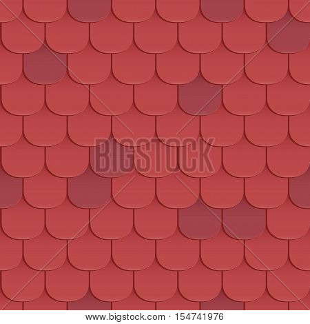 Shingles roof seamless pattern. Red color. Classic style. Vector illustration