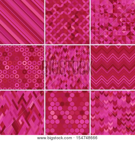 Set Of Abstract Colorful Background, 9 Geometric Pattern, Vector Illustration. Texture Can Be Used F