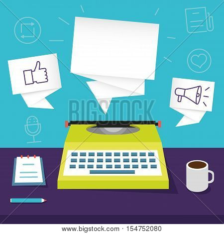 Vector flat linear concept of social media marketing - process of driving traffic or attention through social media - interaction with target audience