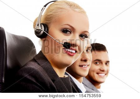 Call center- three smile people
