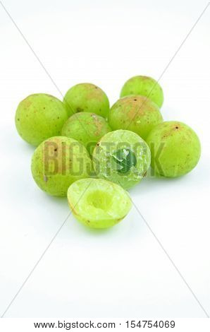 Indian gooseberry on a white background. It is used in herbal medicine.