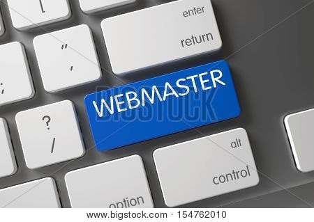 Webmaster Concept Modern Keyboard with Webmaster on Blue Enter Button Background, Selected Focus. 3D Illustration.
