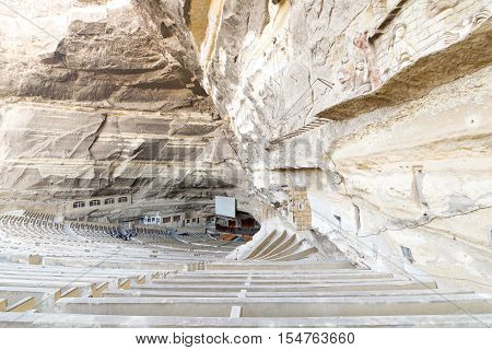 Mary and St. Simon the Tanner Cathedral. The biggest church in Saint Samaan The Tanner Monastery located on the opposite side of the road leading to Cairo Citadel. The monastery contains seven Churches and Chapels hidden in a series of caves in the