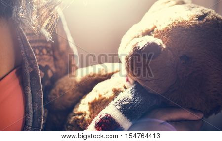 Woman Teddy Bear Loveable Toy Concept