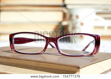 Book and glasses. Education is the path to knowledge and education. The wisdom and concepts of the study.
