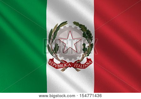 Flag of Italy officially the Italian Republic is a unitary parliamentary republic in Europe. 3d illustration