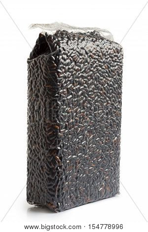 Vacuum Packed Nerone Black Long Grain Rice Isolated On White.