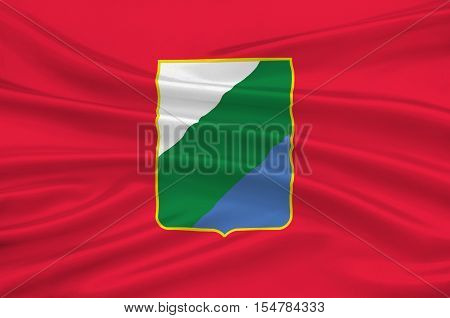 Flag of Abruzzo is a region of Italy. 3d illustration