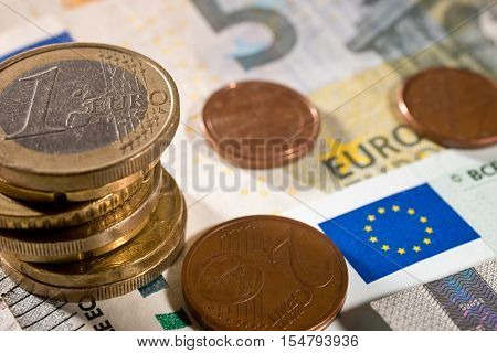 Detail of Euro currency on the desk