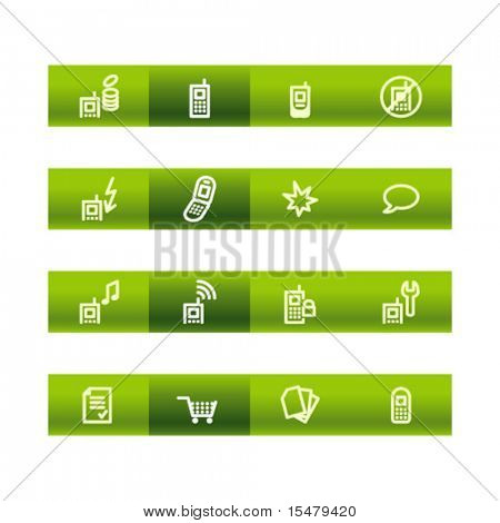 Green bar mobile phone icons. Vector file has layers, all icons in two versions are included.