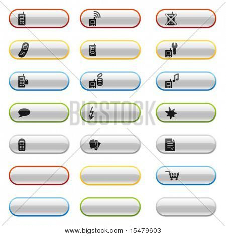 Glossy buttons with mobile phone icons