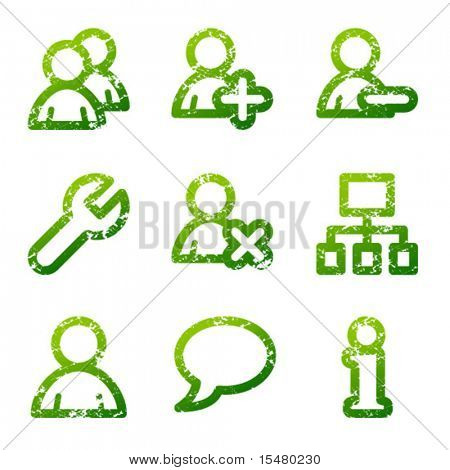 Groene grunge gebruikers contour pictogrammen V2