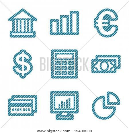 Blå linje finance kontur ikoner V2