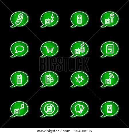Green bubble mobile phone icons