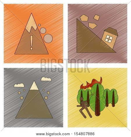 assembly flat shading style icon of danger natural disasters
