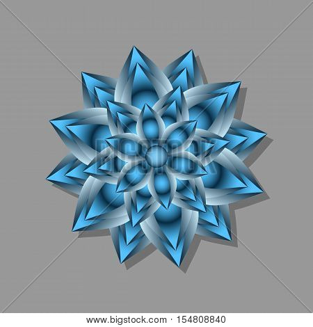 Blue abstract flower on a grey background