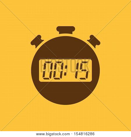 The 15 seconds, minutes stopwatch icon. Clock and watch, timer, countdown, stopwatch symbol. UI. Web. Logo. Sign. Flat design. App. Stock vector