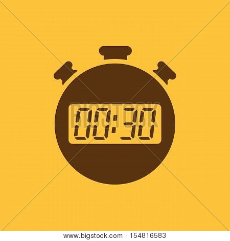 The 30 seconds, minutes stopwatch icon. Clock and watch, timer, countdown, stopwatch symbol. UI. Web. Logo. Sign. Flat design. App. Stock vector