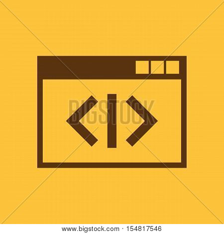 The coding icon. WWW and browser, development, seo, coding symbol. UI. Web. Logo. Sign. Flat design. App. Stock vector