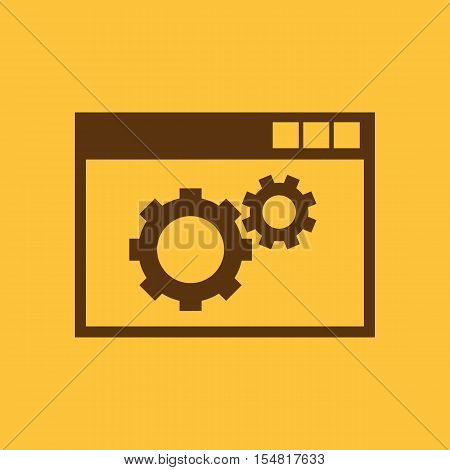 The website optimization icon. WWW and browser, development, seo, website optimization symbol. UI. Web. Logo. Sign. Flat design. App. Stock vector