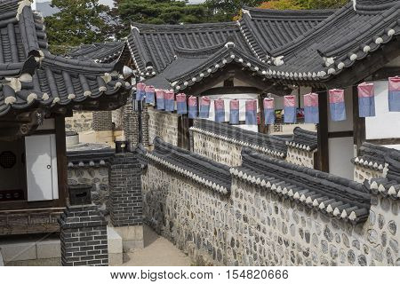 Korea Old House at Namsangol Hanok Village in Seoul South Korea.