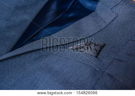 Blazer Closeup Texture Detail Textile Blue Tuxedo Suit Professional Handsome