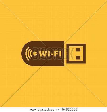 The wifi adapter icon. Transfer and connection, data, wifi symbol. UI. Web. Logo. Sign. Flat design. App. Stock vector