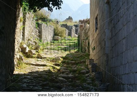 Fortress in the old town of Bar in Montenegro on a sunny summer day. Very visited place by tourists.