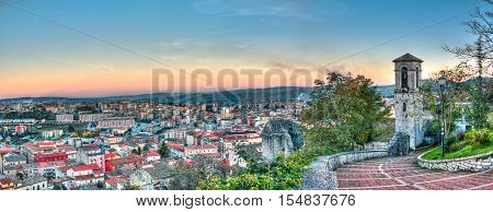 landscape with bell tower in Campobasso in dusk