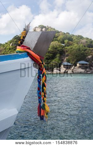 Close view of the forecastle of a boat
