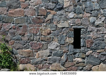 Stone defence wall of Suomenlinna fortress Helsinki Finland