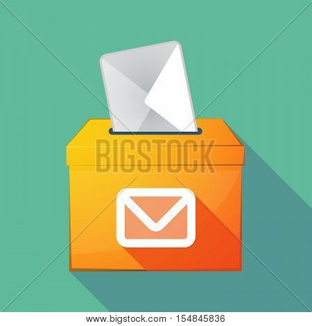 Long Shadow Coloured Ballot Box Icon With An Envelope