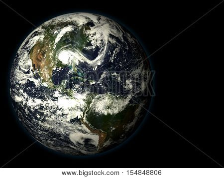 3D render the planet earth on a black background high resolution