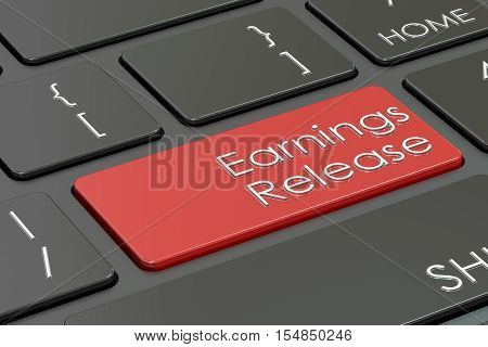 earning release concept red hot key on keyboard. 3D rendering
