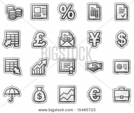 Finance web icons, grey sticker series