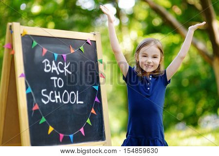 Adorable Little Girl Is Going Back To School