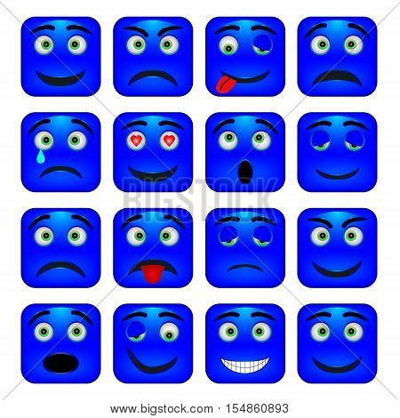 Set of Emoticons. face vector, icon, smile,