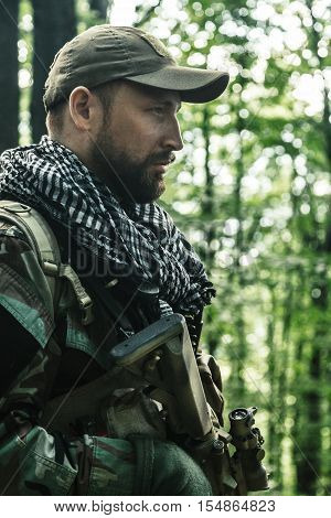 Member of Navy SEAL Team also known as Taliban hunter with weapons