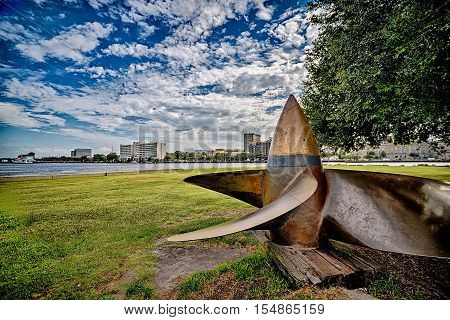 A view of Wilmington North Carolina from across the Cape Fear River