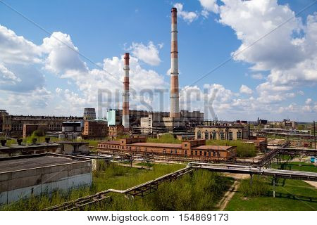 Panorama of factory of synthetic rubber in Efremov, Tula Region