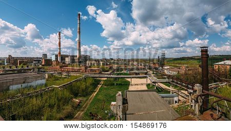 Panorama of factory of synthetic rubber in Efremov, Tula Region