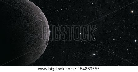 A computer graphic rendering of the Moon. 3D rendering.