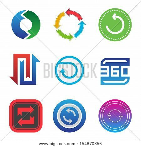 UI interface reload circle button element. Vector internet reload arrows button isolated. Website circle re-load round button sign.