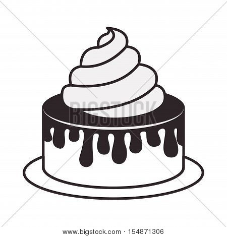 silhouette of birthday sweet cake dessert over white background. vector illustration