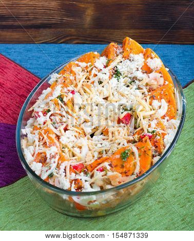 Vegetarian Mixture Of Pumkin, Vegetables, Herbs And Cheese