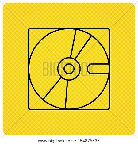 Harddisk icon. Hard drive storage sign. Linear icon on orange background. Vector