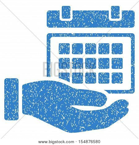 Service Timetable Hand grainy textured icon for overlay watermark stamps. Flat symbol with dust texture. Dotted vector cobalt ink rubber seal stamp with grunge design on a white background.