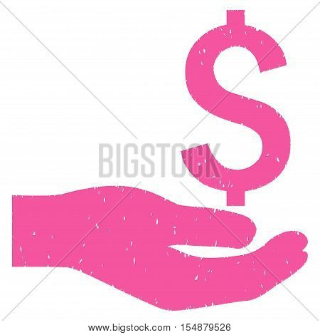 Payment Hand grainy textured icon for overlay watermark stamps. Flat symbol with unclean texture. Dotted vector pink ink rubber seal stamp with grunge design on a white background.